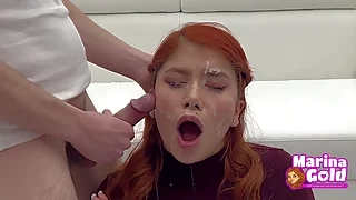 hd Marina G And Marina Gold - Cum Drenched Teen Eats A Burguer Bukkake cumshot